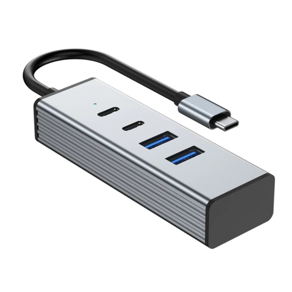 Hub Usb-c Com 2 Usb 3.2 E 2 Usb-c 3.2 Alta Velocidade Cinza