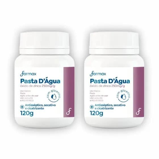 Kit 2x Pasta D’Água Farmax 120g Cada Com Glicerina Óxido de Zinco Uso Dermatológico