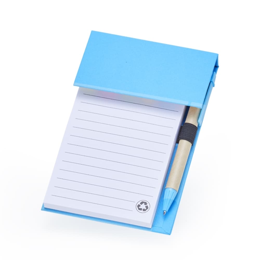 Caderno Bloco Ecológico com Caneta + Post-its Coloridos e 100 Folhas