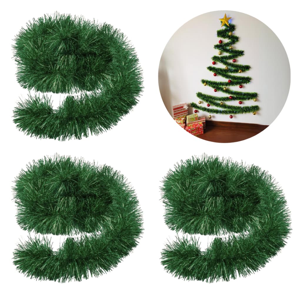 Kit 3 Festão Decoração de Natal Verde Enfeite de Árvore de Natal
