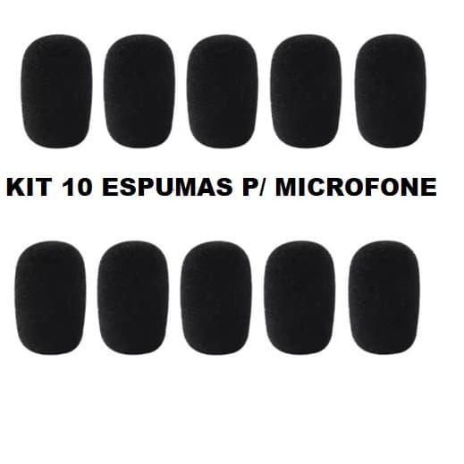 Kit 10 Espumas Pop Filter Protetora Preta Para Microfone Com Fio Sem Fio