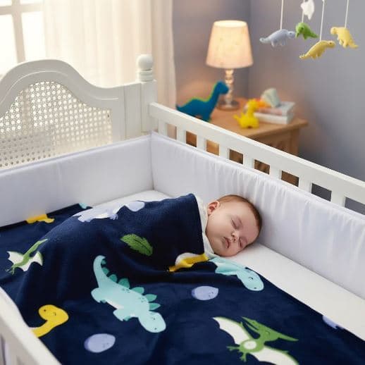 Cobertor Dinossauro Bebe Neutro Antialergico Flannel Manta Enxoval