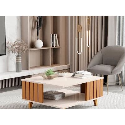 Mesa de Centro Açaí – Design Exclusivo Pés em Madeira Maciça
