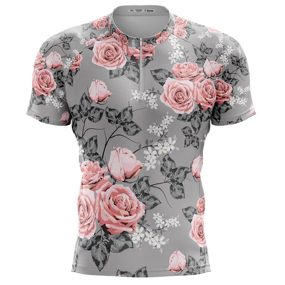 Camisa Ciclismo Rosas Exoticas Curta Dry Fit Bike Mtb Unissex UV50