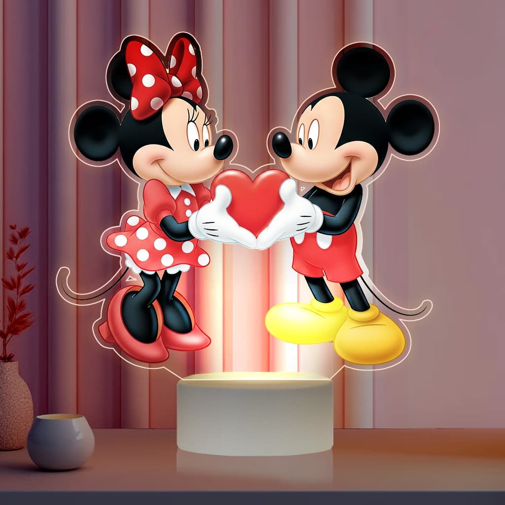 Luminária LED UV Colorida Mickey Minnie Disney Presente Criativo