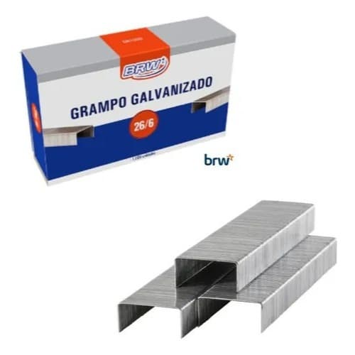Grampo Para Grampeador 26/6 20fls Galvanizado BRW 5000un - Grampos Prateados para Grampeador Escritório