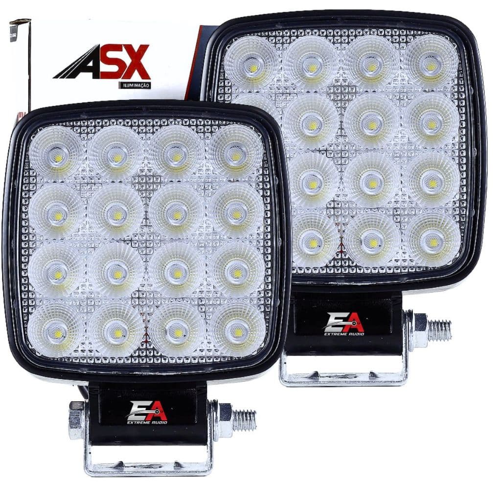 Farol Led 16 Led Premium Quadrado Workligth 48w 6000k 2und