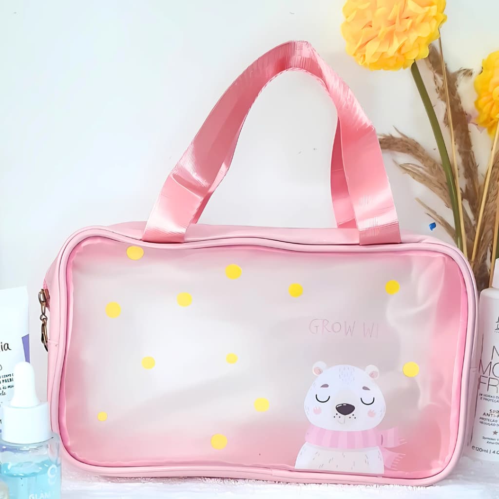 Necessaire Bolsa Portátil Transparente Para Viagem Cosméticos Produtos De Higiene Pessoal