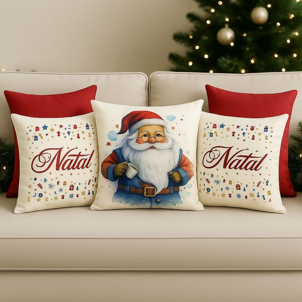 Kit 5 Almofadas Natalinas • Decoração de Natal para Sala • Enfeites de Natal Charmosos