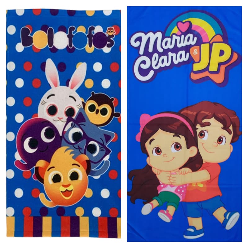 Kit com 2 Toalhas De Banho Infantil Bolofofos E Maria Clara E Jp Azul