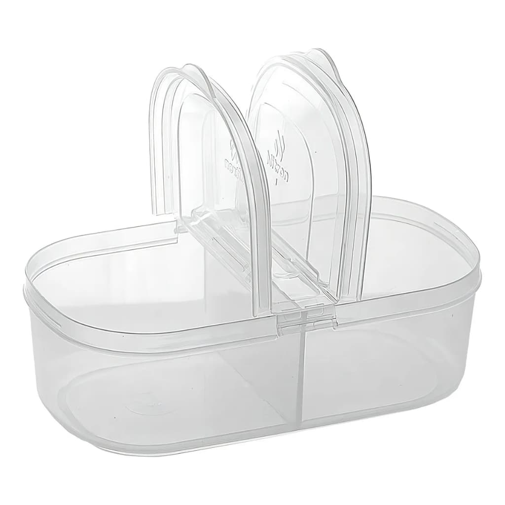 Marmita Fit 650 Ml Transparente Divisória E Tampa