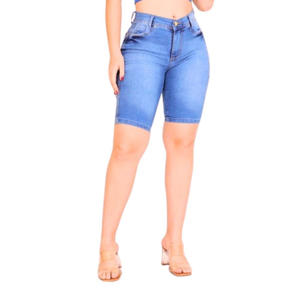 Bermuda Ciclista Jeans Feminina Ajuste Perfeito com Elastano