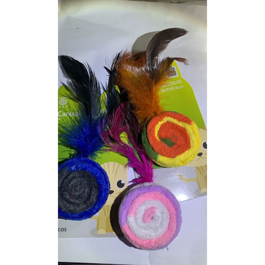 Brinquedo Interativo para Gatos  – Caracol com Penas e Bolinha Sonora