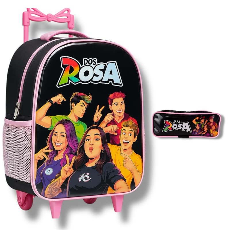Kit Mochila Rodinha + Estojo Escolar mochila forro interno resistente Menina Menino