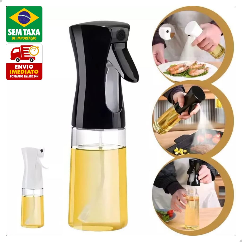 Pulverizador de Vidro Frasco 220ml Borrifador Óleo Azeite Vinagre Spray Cozinha Kit com 2
