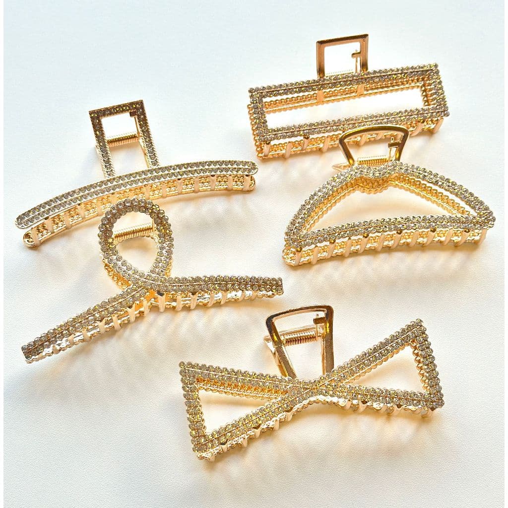 1/2/4/6 Grampos de cabelo de metal femininos com strass, acessórios de cabelo da moda grande