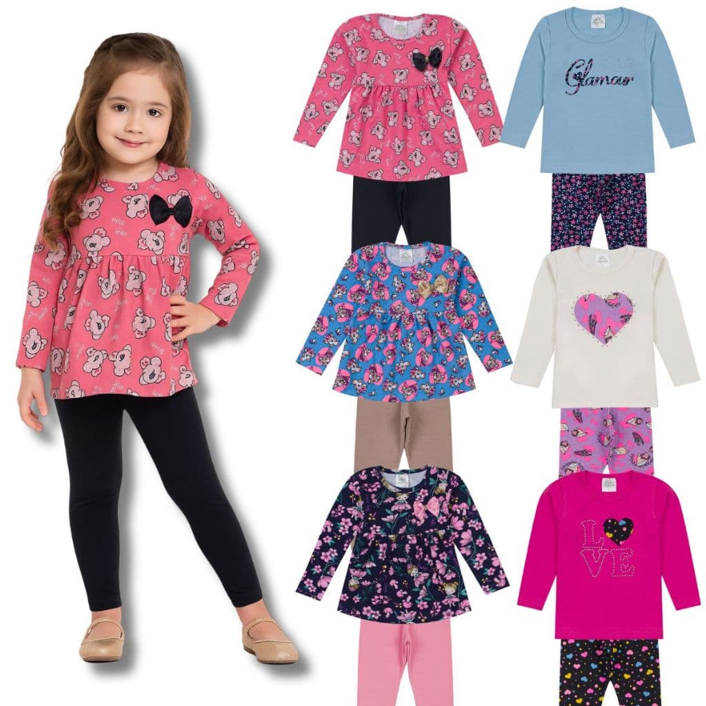 Kit Conjunto Infantil Menina Meia Estação 2 a 8 anos Qualidade Superior