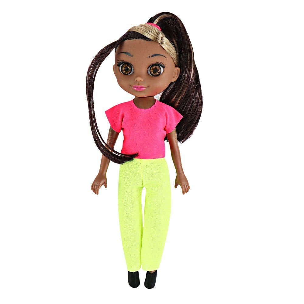 Boneca Violet Negra 30cm com Acessórios como Pente Espelho e Prendedores de Cabelo Presente Crianças