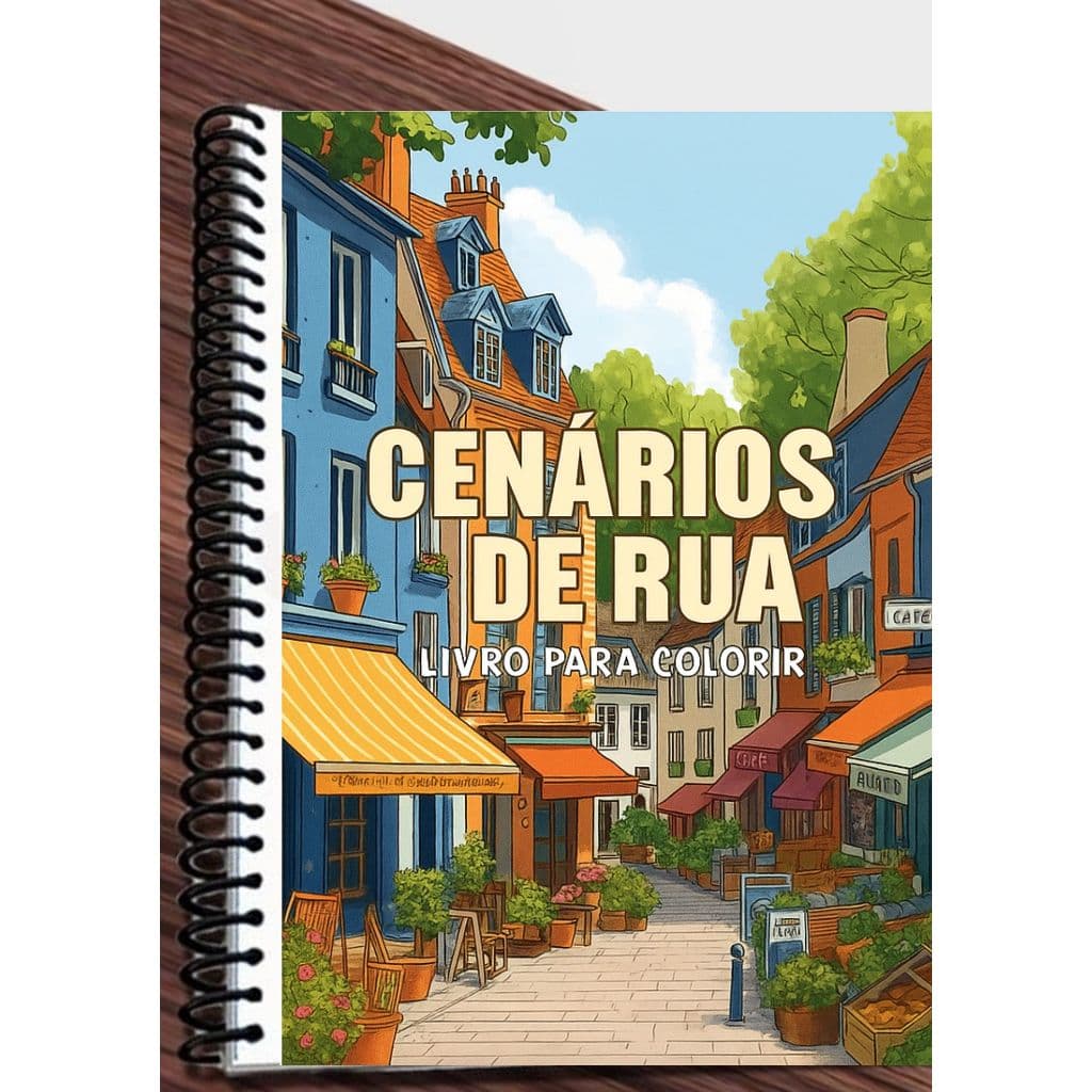 Livro de Colorir Encadernado Paisagens Urbanas Espiral Pintura Relaxante  - 25 Folhas   para Adultos Encadernado
