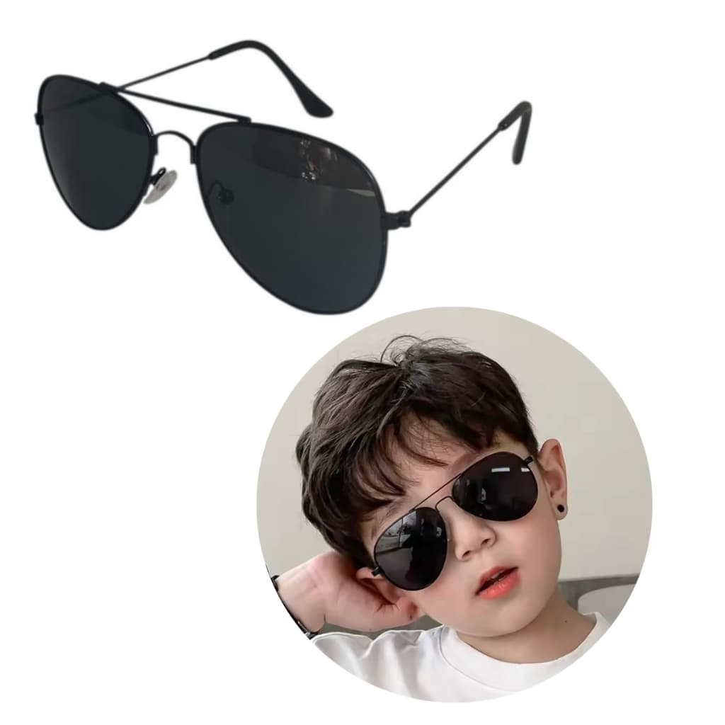 Óculos De Sol Infantil Aviador Preto Proteção Uv400 para Criança Envio Imediato
