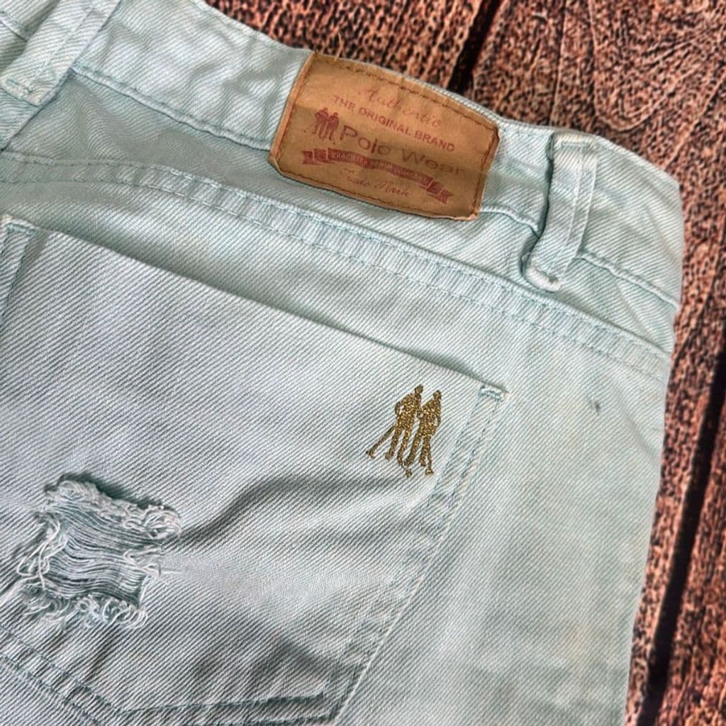 mini short feminino original polo wear, short jeans feminino verde claro, short verde menta moda (bazar, desapego)