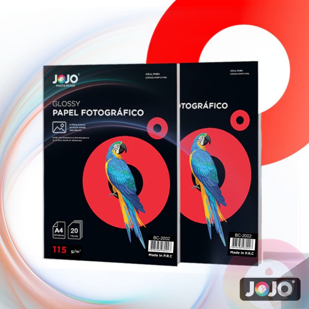 Papel Fotográfico A4 Glossy 115g 20 a 200 Folhas Super Brilhante JOJO