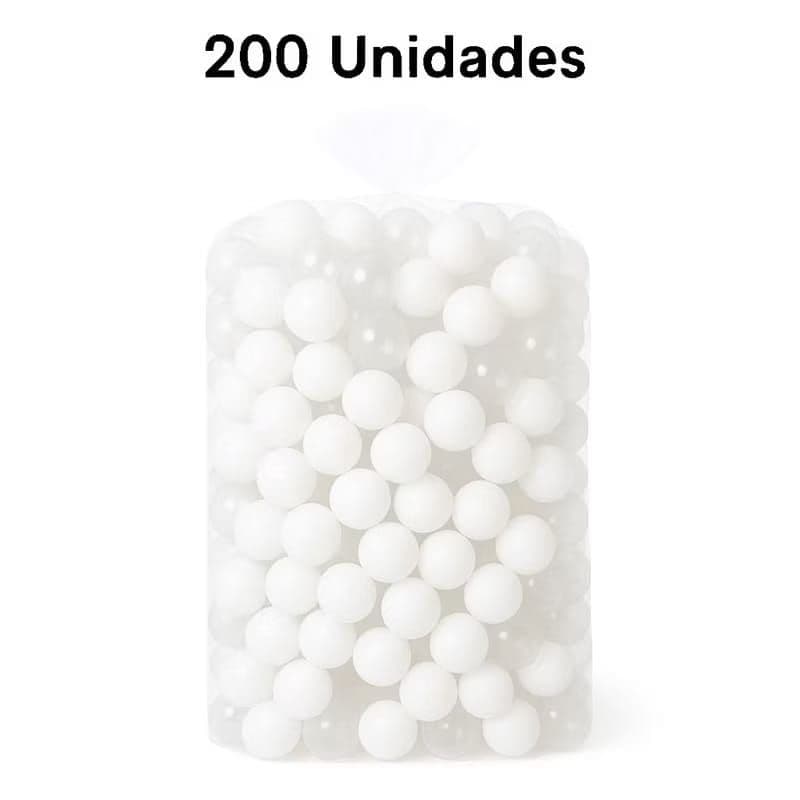 200 Unidades de Bolinha Plástica Branca Transparente Piscina Promoção - Não Amassam