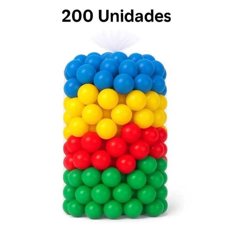 200 Unidades de Bolinha Plástica Colorida Piscina Promoção - Não Amassam