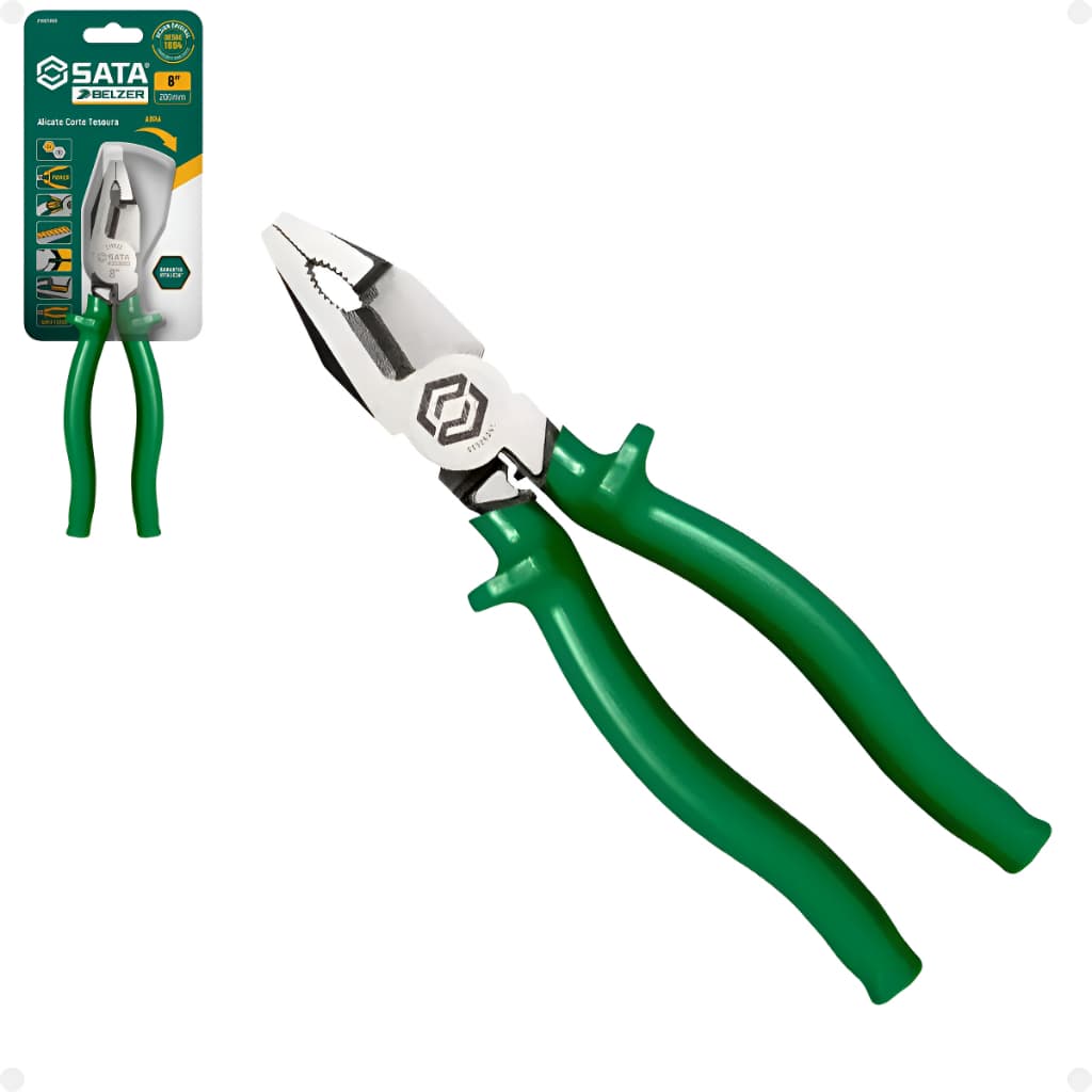 Alicate Universal Corte Tesoura 8 Polegadas Isolamento 1000v Profissional Aço Cromo Vanádio Belzer Sata