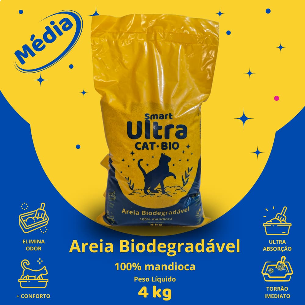 Areia Higiênica Biodegradável Vegetal 4kg – Alta Absorção e Controle Natural de Odor