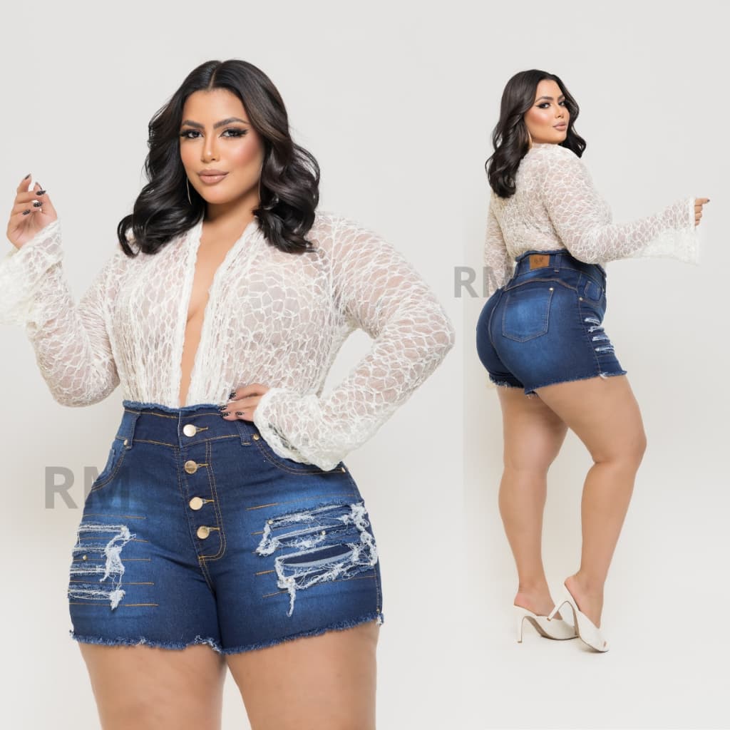 Roupas Femininas Shorts Jeans Plus Size Com Lycra Moda Feminina