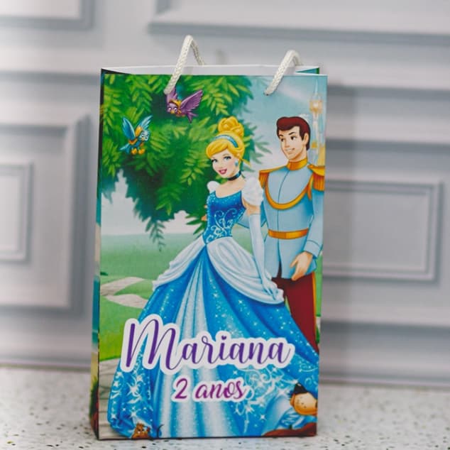 MINI Sacola Surpresa CINDERELA  Lembrancinha Personalizada- Festa Infantil - Pegue e Monte - Mimo Decorativo