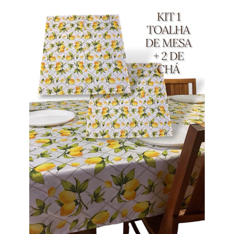 Toalha de mesa 2, 4, 6, 8, e 10 lugares + 2 toalhas de chá 0,70 x 0,70. Limão Siciliano. PREÇO DE FÁBRICA.