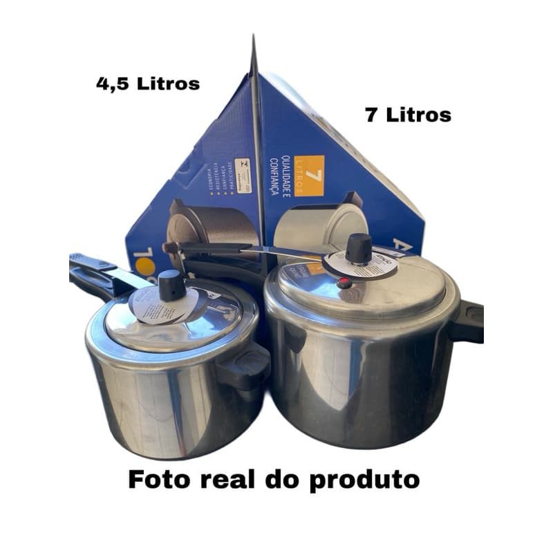 KIT COM 2 PANELAS DE PRESSÃO 4,5 LITROS E 7,0 LITROS - FECHAMENTO INTERNO - POLIDA