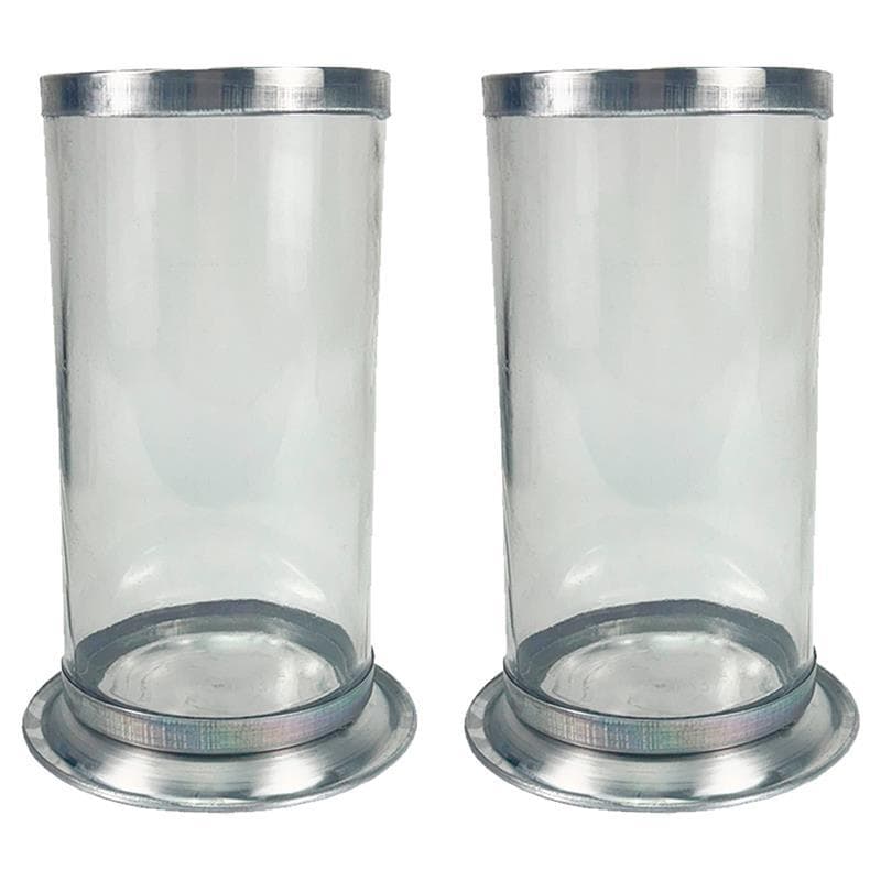 Kit 2 Unidades Copos Porta Velas Suporte 7 Dias Vidro Aluminio Anti Chamas Castiçal