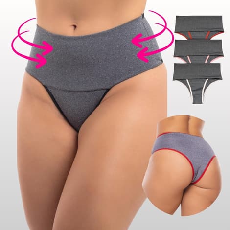 Kit 3/5/10 Calcinhas Cós Alto Tanga Fitness Segura Barriga Compressão Abdominal Calcinha Modeladora