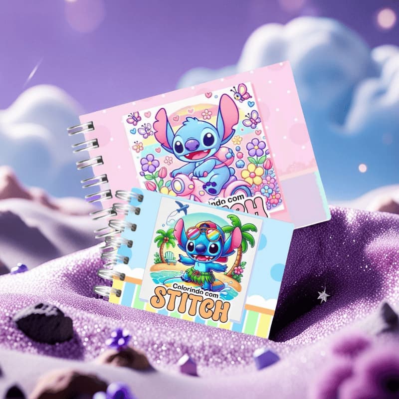 Caderno de Colorir Infantil Stitch A5 – 50 Folhas, Capa Dura, Presente Criativo e Educativo