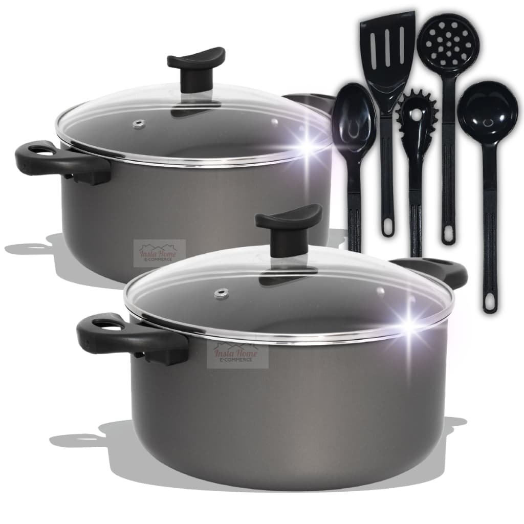 Kit Panelas Caçarolas 07 Pçs TAMANHO GRANDE 22 e 24 cm Antiaderente Teflon Com Utensílios
