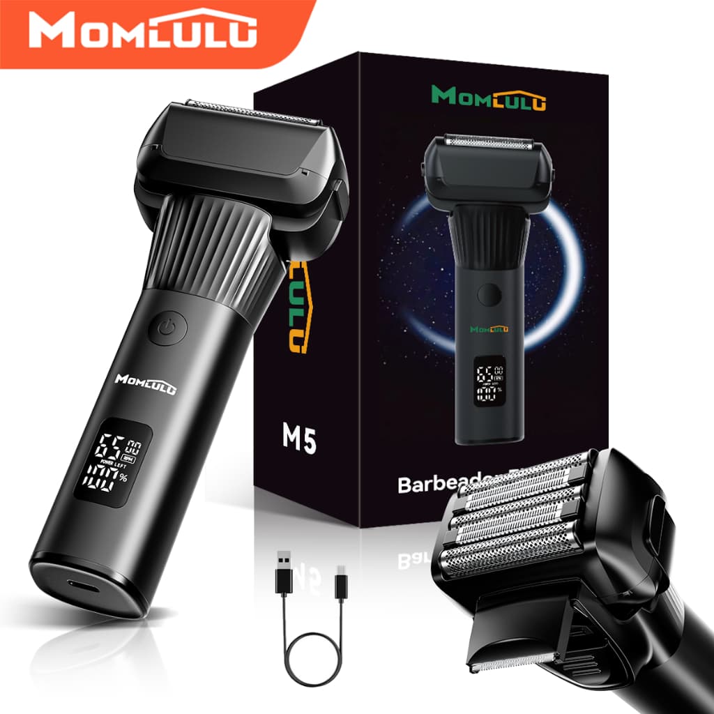 Aparelho de Barbear Elétrico Sem Fio 5 Lâminas para Homem Barbear Seco e Molhado com Cortador de Barba Recarregável