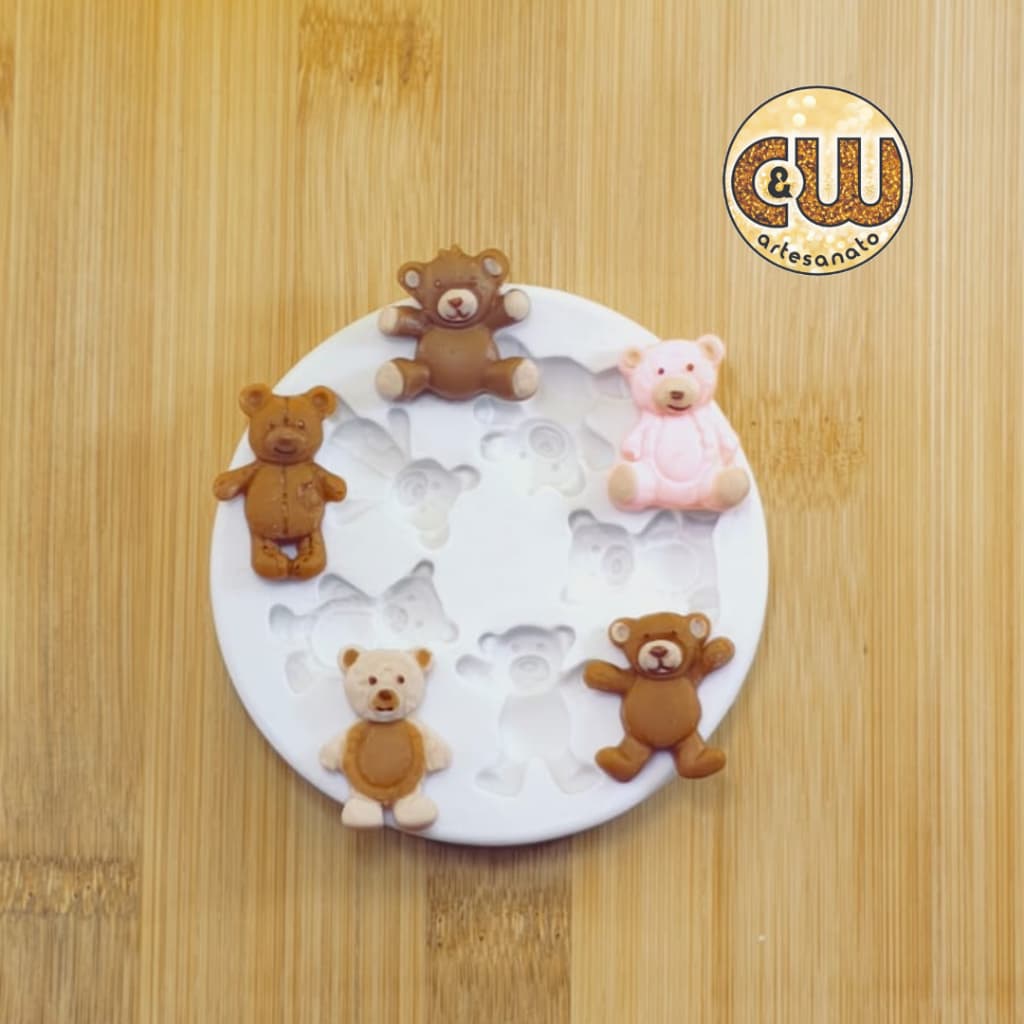 Molde Silicone MINI Ursos Diversos / Urso Confeitaria e Artesanato – Biscuit - Festa