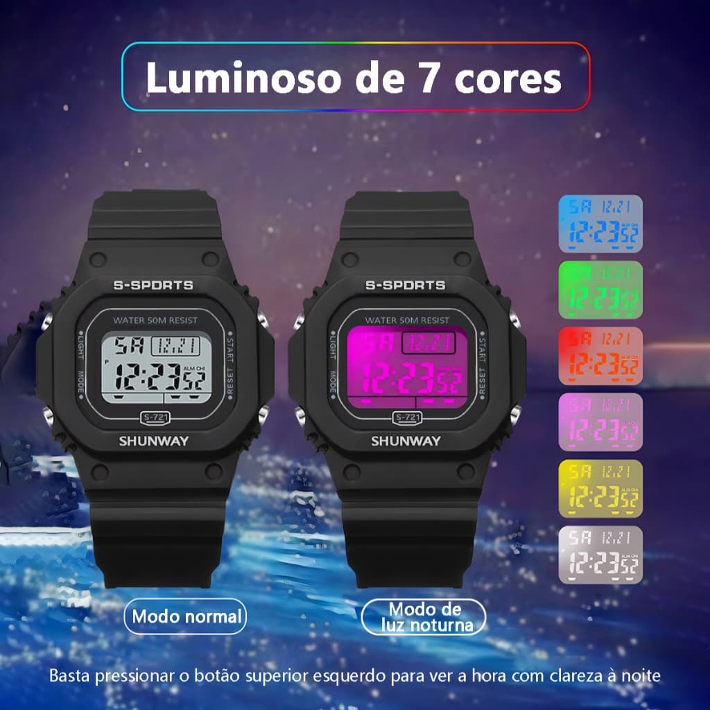 Relógio Digital LED De Silicone À Prova D'água Cronômetro De Pulso De Borracha Esportiva