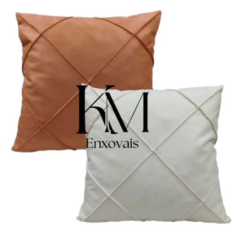 kit Com 2 Capas de Almofadas Drapeadas Em Suede Com Costura Cruzadas (Nervuras) Em Lindas Combinações