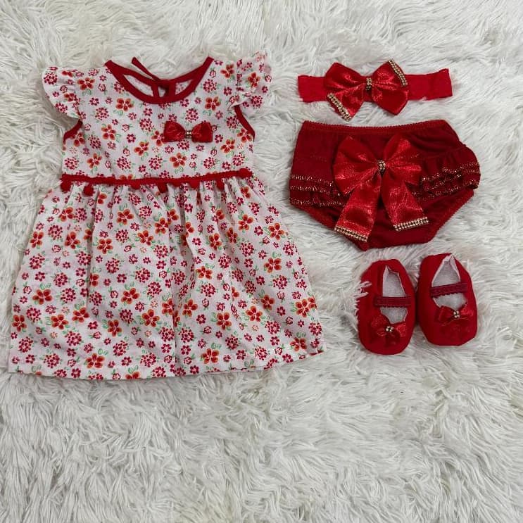 Kit Vestido Florzinha de menina 4 peças