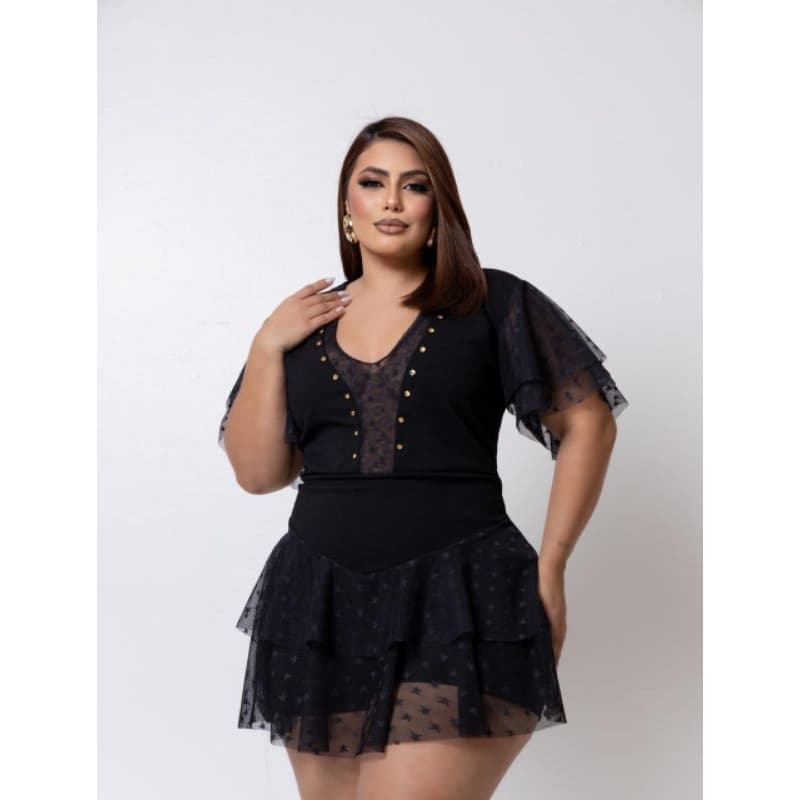 MACAQUINHO SHORT SAIA MODA MIDSIZE PLUS SIZE FEMININA REF 18