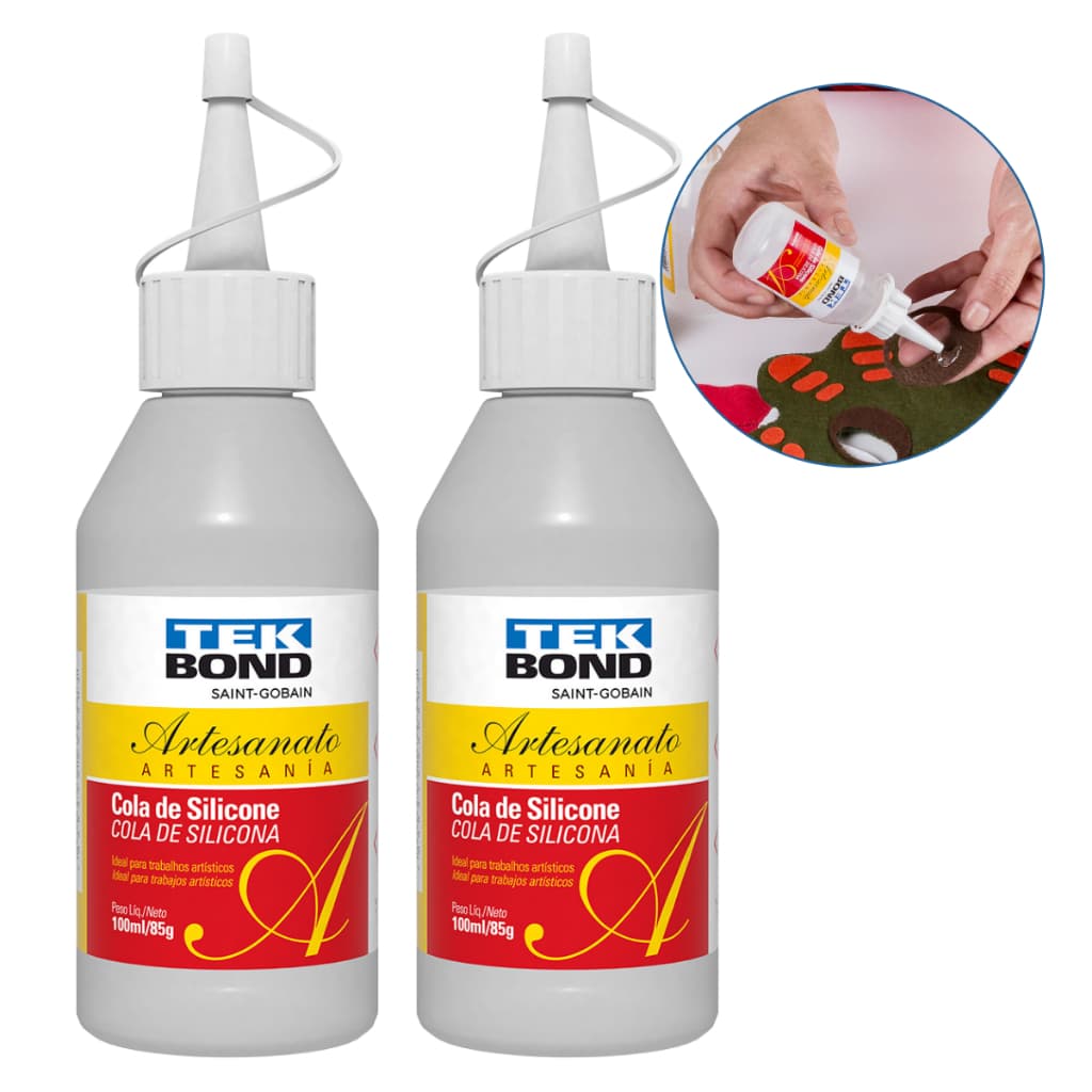 Kit 2 Cola Artesanal De Silicone TekBond 100ml/85g Incolor