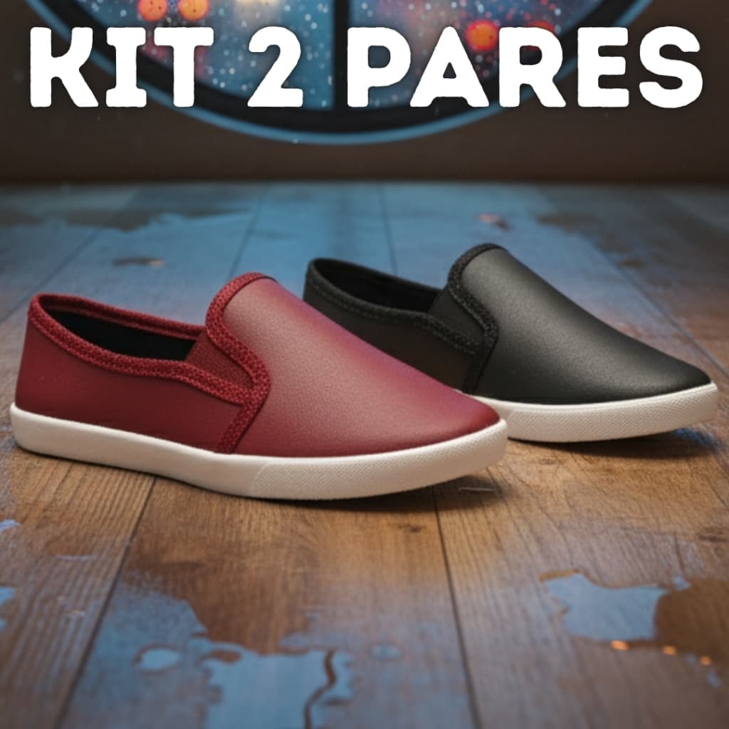 Kit 2 Pares Tênis Feminino Slip On Iate Leve e Confortável