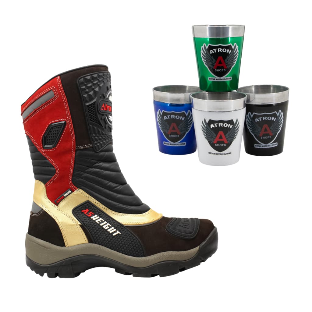 Kit Bota Para Motociclista Com 9 Cm De Altura + Copo Termico 260ml
