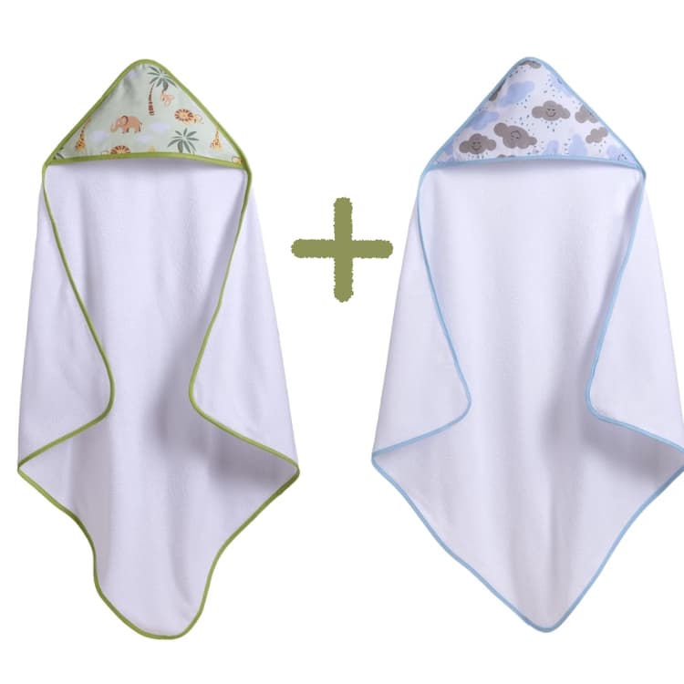 Kit 1 PAR de Toalha p/ Bebê c/ Capuz - Estampas Masculinas - Toque Macio e Antialérgico