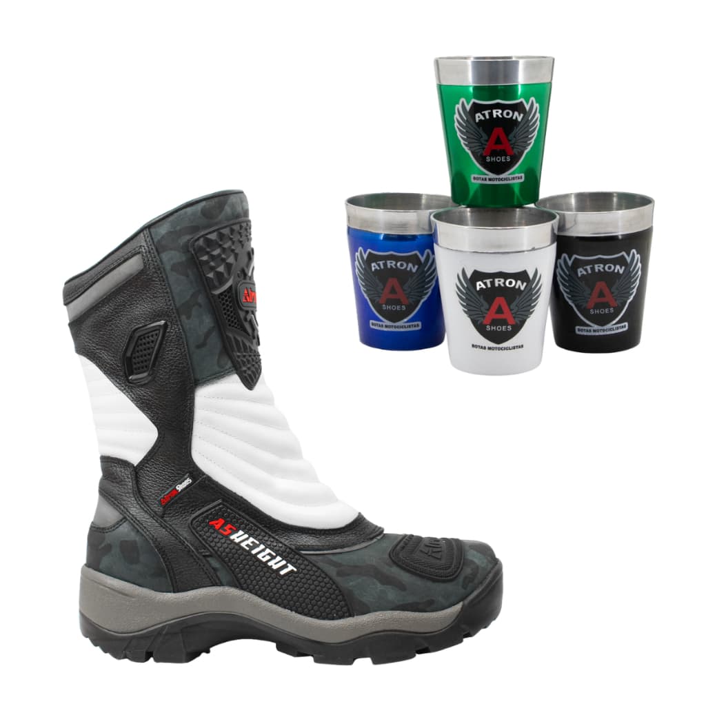 Kit Bota Para Motociclista Com 9 Cm De Altura + Copo Termico 260ml