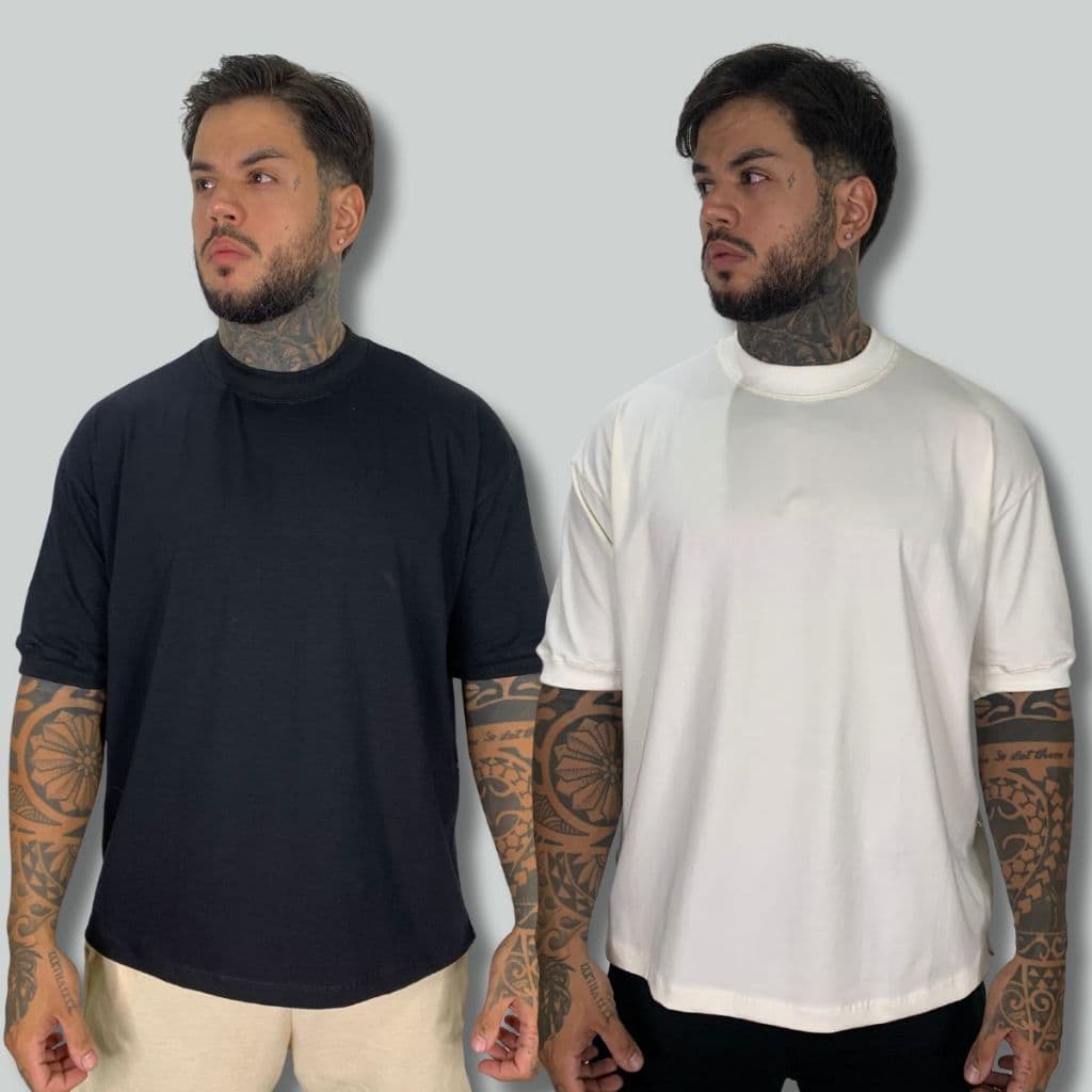 Kit 2 Camisetas Over Masculina Básica Casual Estilo Malha 30.1